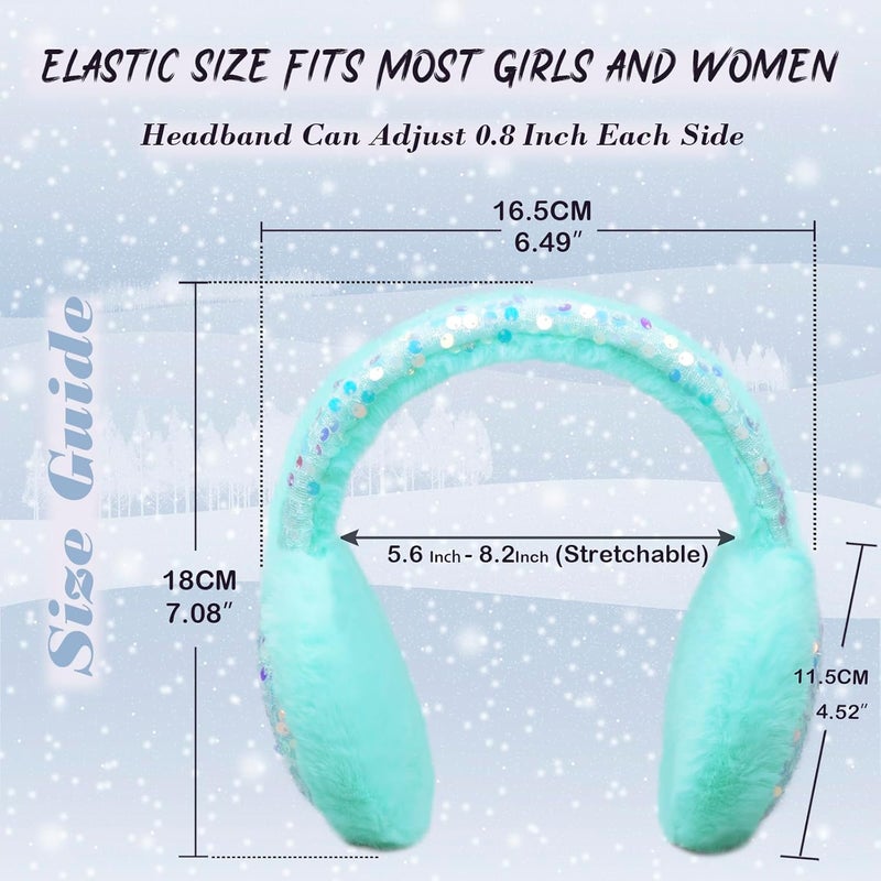 FYBW Ear Muffs Gloves Set for Kids, Winter Adjustable Sequins Warm Earmuffs for Kids Outdoor Cold Weather - Image 5